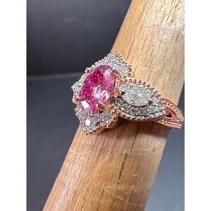 NEW Pink Moissanite lotus ring in rose gold vermeil 925 size 6